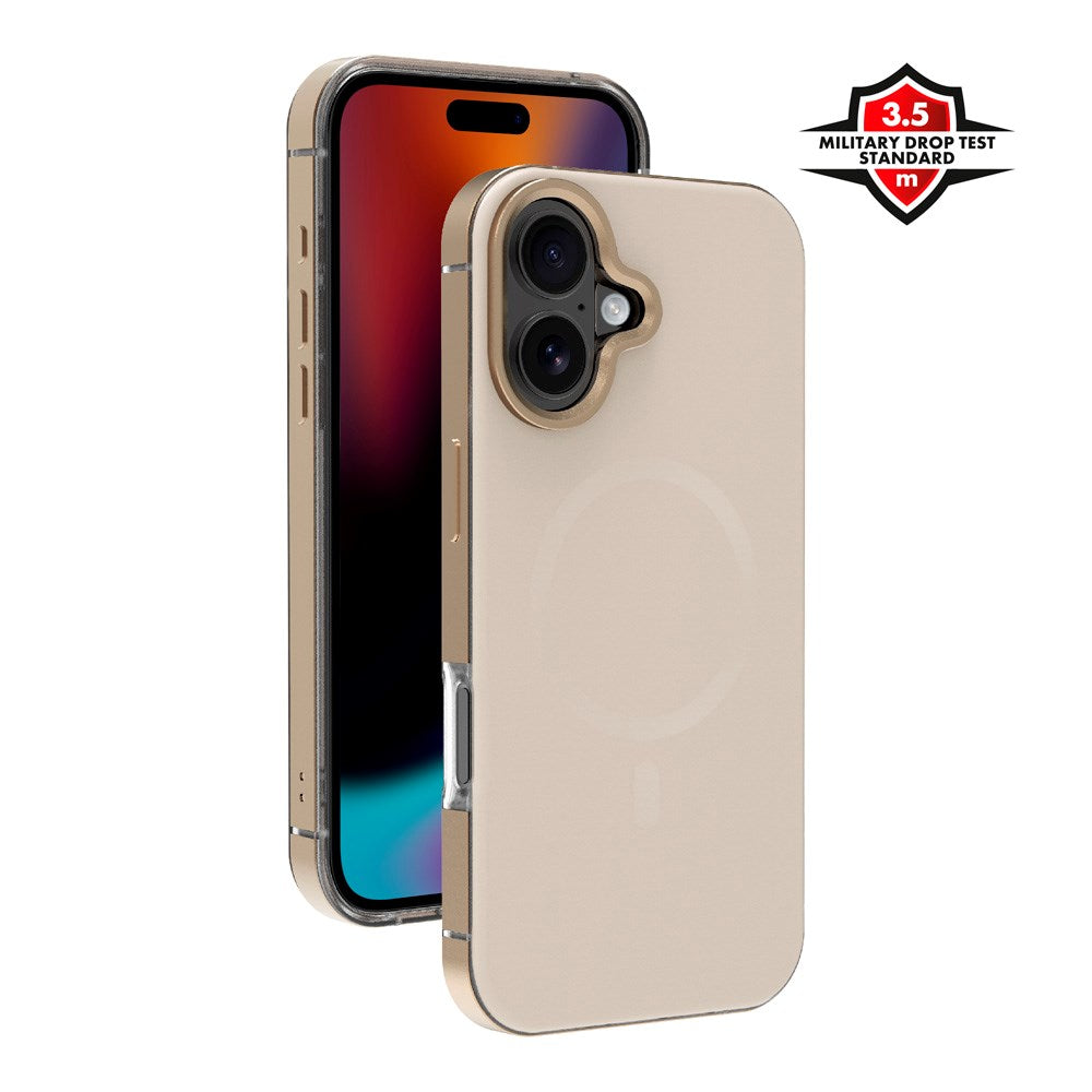 X2O iPhone 17 Mag Metal Case - MagSafe Compatible - Beige / Gold