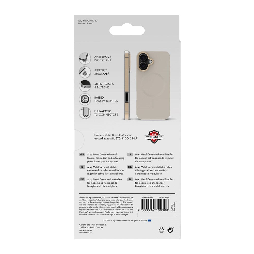 X2O iPhone 17 Mag Metal Case - MagSafe Compatible - Beige / Gold