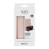 X2O iPhone 17 Classic Wallet Flip Case - Card Holder & Stand Function - Rose Gold