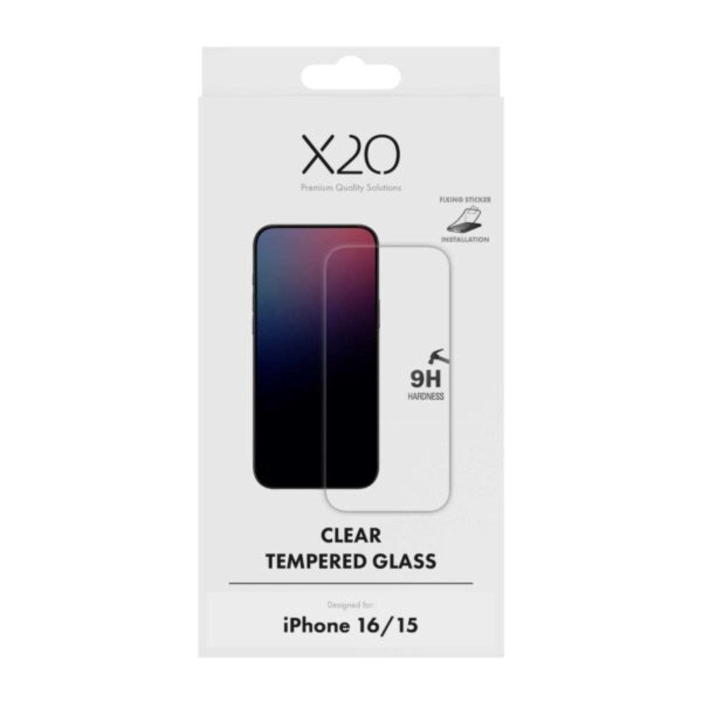 iPhone 16 / 15 X2O 9H Full Fit Tempered Screen Protector Glass - Transparent