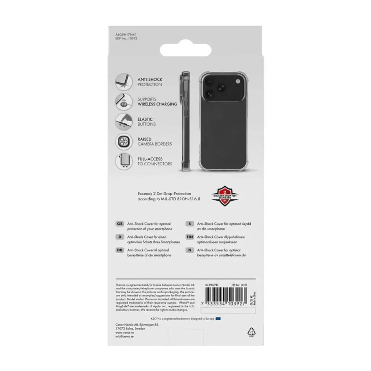 iPhone 18 Pro Max / 17 Pro Max X2O Anti-Shock Case - Transparent