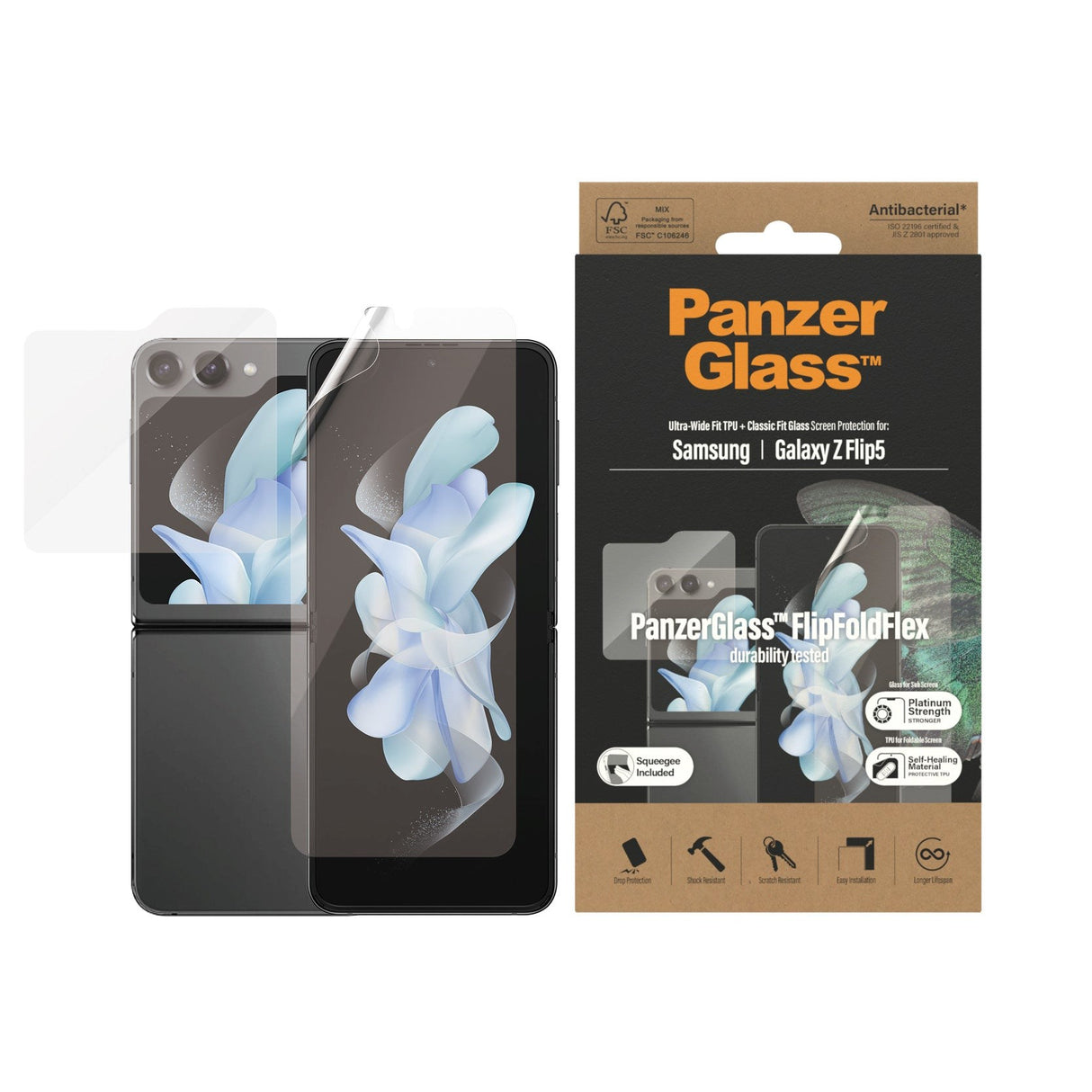 Samsung Galaxy Z Flip5 (5G) PanzerGlass FlipFoldFlex Screen Protector - Platinum Strength - Transparent