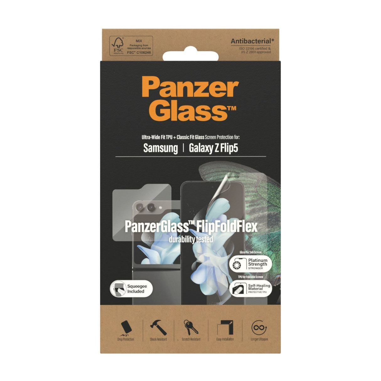 Samsung Galaxy Z Flip5 (5G) PanzerGlass FlipFoldFlex Screen Protector - Platinum Strength - Transparent