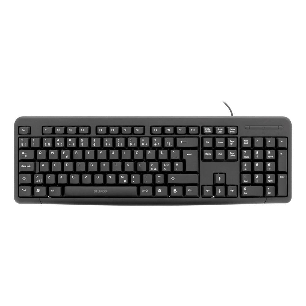 Deltaco Wired Keyboard with Nordic Layout - Black