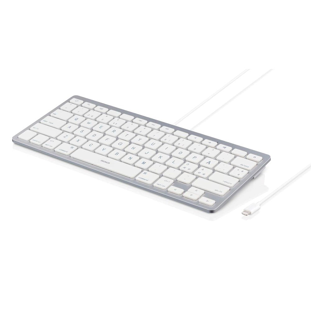 Deltaco Lightning Keyboard for iPad with Nordic Layout - White / Silver