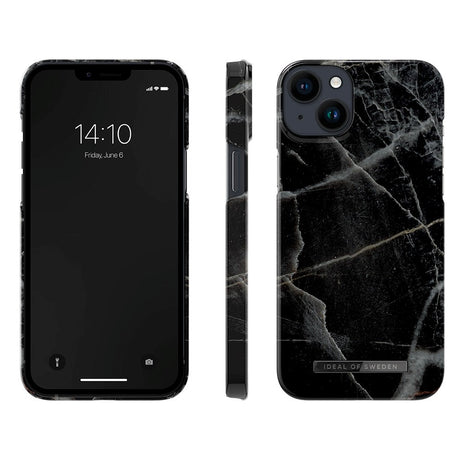 iDeal Of Sweden iPhone 14 Plus Fashion Case - Black Thunder Marble