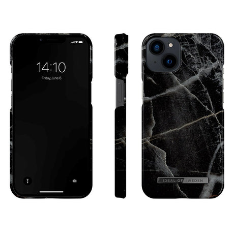 iDeal Of Sweden iPhone 14 / 13 Fashion Case - MagSafe Compatible - Black Thunder Marble