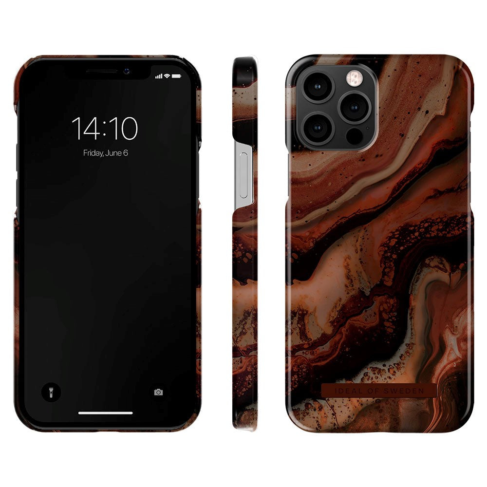 iDeal Of Sweden iPhone 12 / 12 Pro Fashion Case Dark Amber Marble