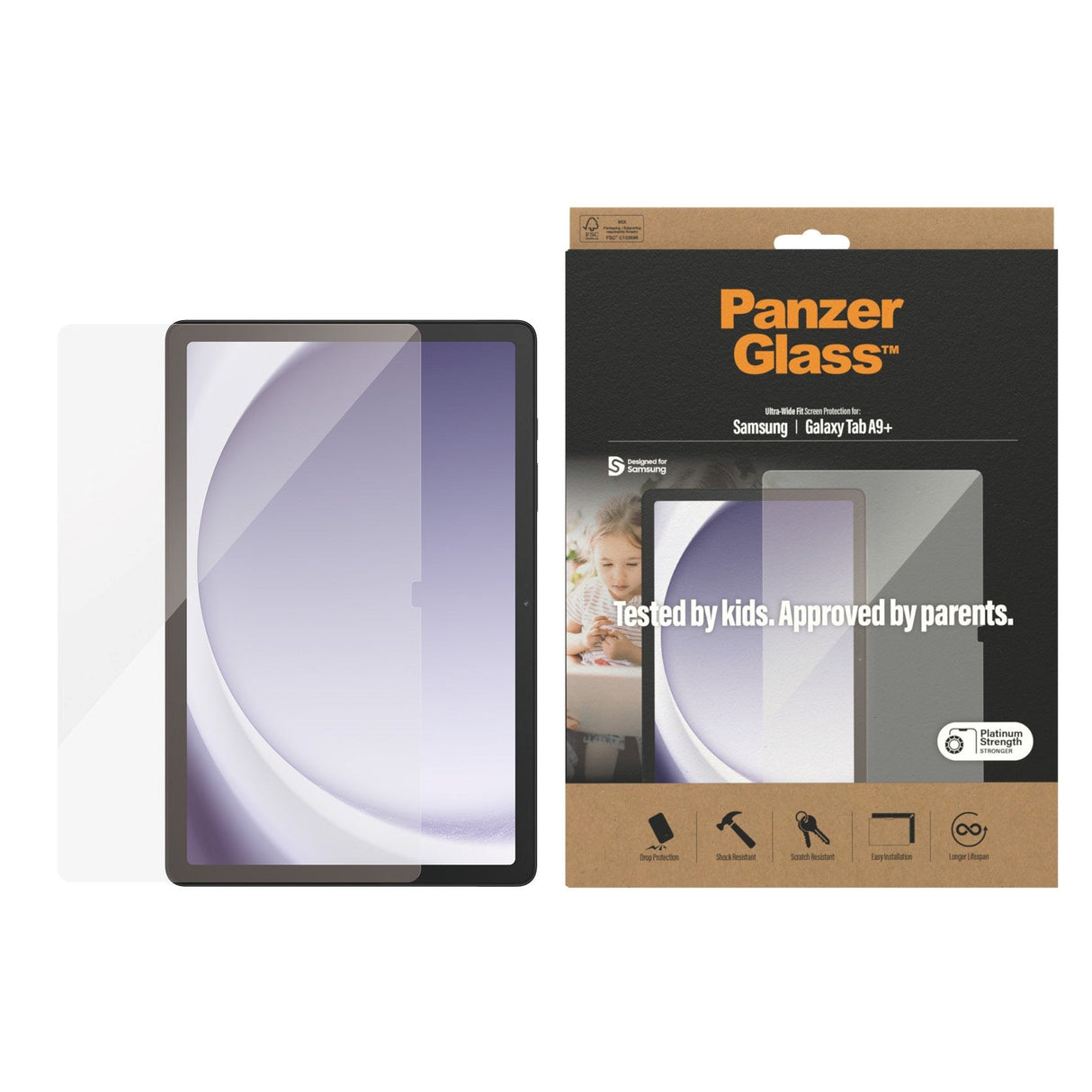 Samsung Galaxy Tab A9+ (Plus) PanzerGlass Ultra-Wide Fit Screen Protector - Platinum Strength - Transparent