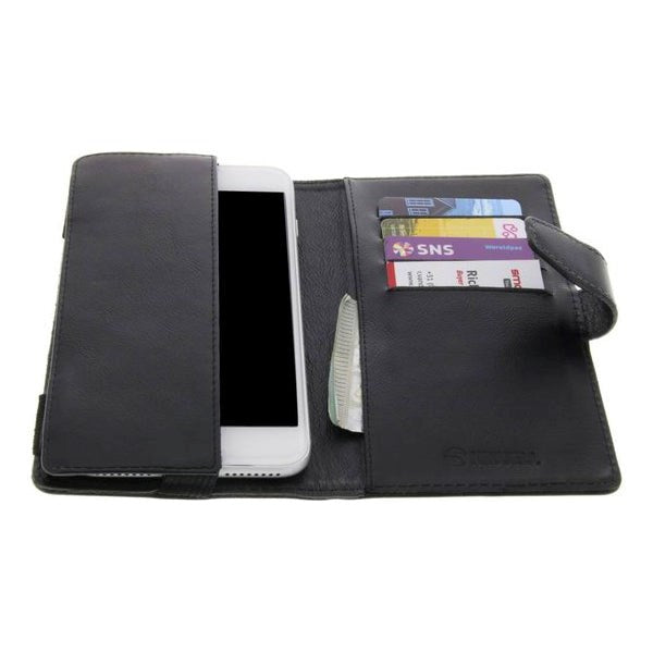 Krusell Sigtuna FolioWallet Universal Leather Flip Case - Black (Max. Phone: 155 x 75 x 10 mm)