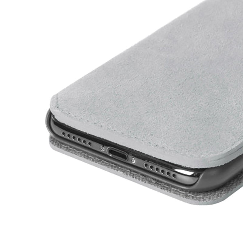 Krusell Broby Slim Wallet iPhone XS Max Suede Flip Case - Grey