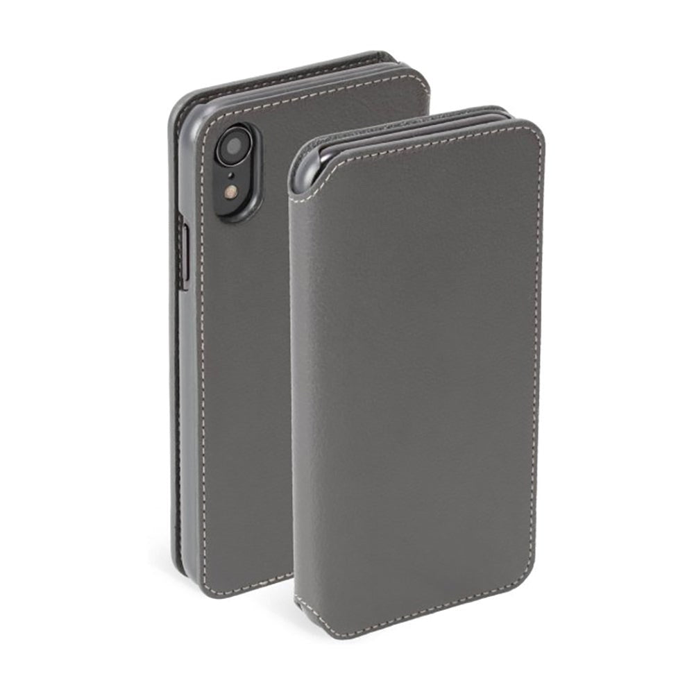 Krusell Pixbo 4 Card FolioCase iPhone Xr Leather Flip Case - Grey