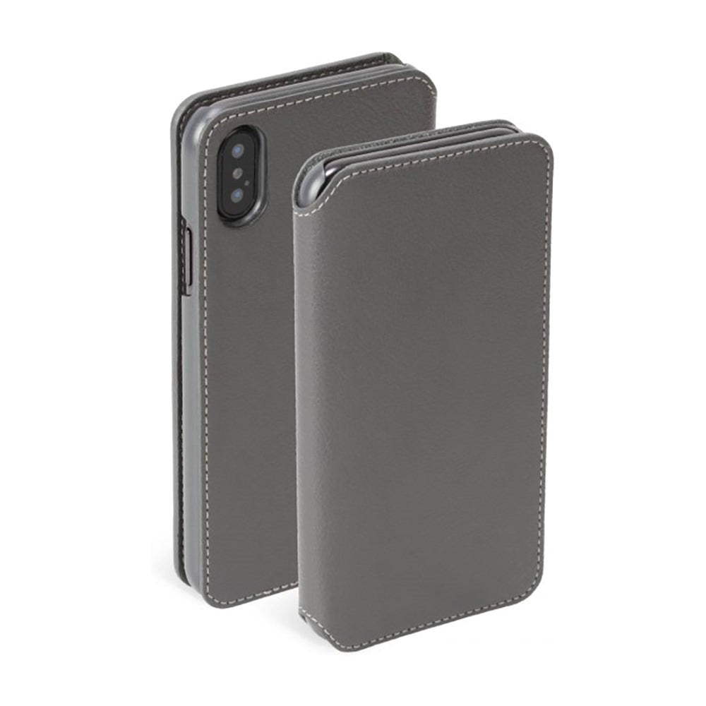 Krusell Pixbo 4 Card FolioCase iPhone Xs Max Leather Flip Case - Grey