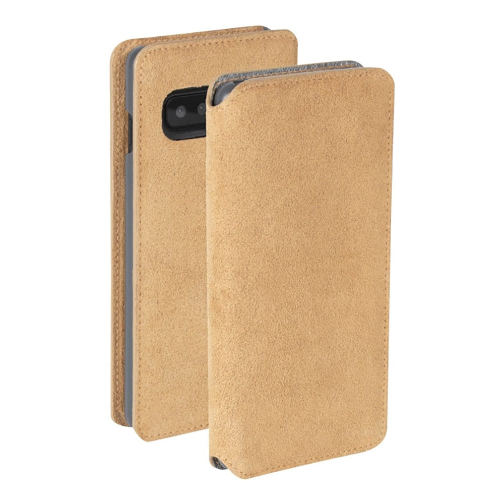 Krusell Broby Slim Wallet Samsung Galaxy S10e Suede Flip Case - Beige