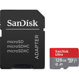 SanDisk MicroSDXC Memory Card with Adapter - 128GB - Red / Grey