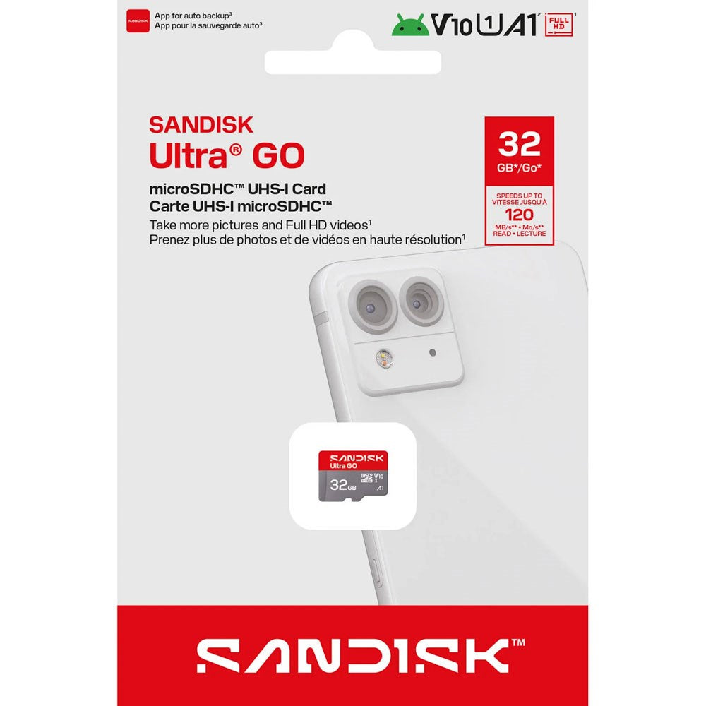 SanDisk MicroSD Ultra Go Memory Card - 32GB - Red / Grey