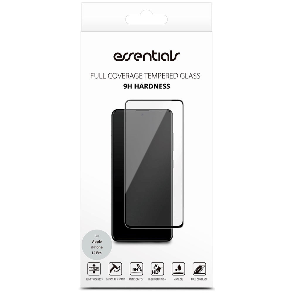 iPhone 14 Pro Essentials Tempered Glass - Case Friendly - Screen Protection - Black