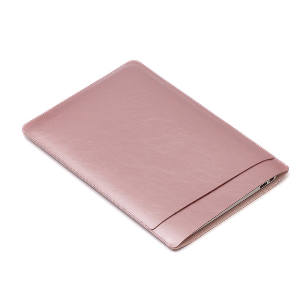 SOYAN MacBook / Laptop 13" Leather Sleeve w. Pocket (33 x 24 cm) - Rose Gold