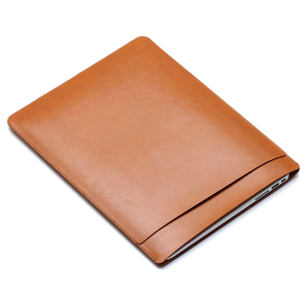 SOYAN MacBook / Laptop 13" Leather Sleeve w. Pocket (33 x 24 cm) - Brown