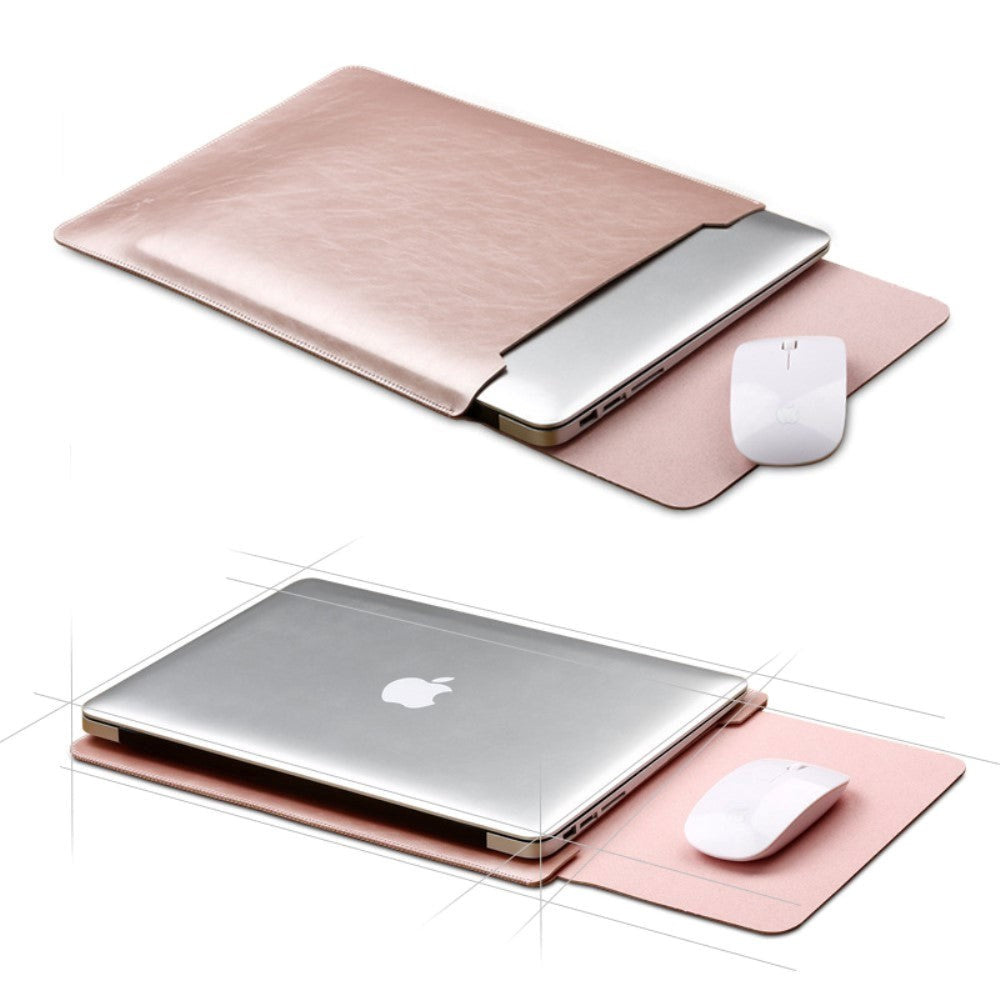 SOYAN MacBook / Laptop 13" Leather Sleeve with Mouse Pad (33.5 x 22.5 cm) - Rose Gold