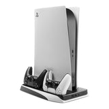 PS5 Stand with. Cooling / 2 x USB-A / 2 x PS5 Controller Charging Slots - White / Black (DEMO)