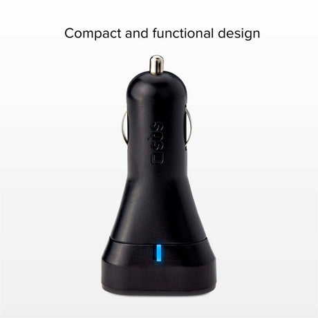 SBS 10W Car Charger with USB-A & USB-C - Black