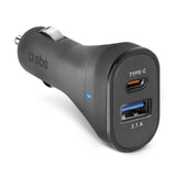 SBS 10W Car Charger with USB-A & USB-C - Black