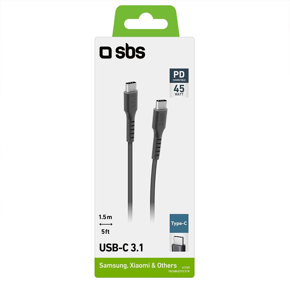 SBS USB-C to USB-C 3.1 - 1.5 Meter - 10 Gbit/s / 45W (PD) - Black