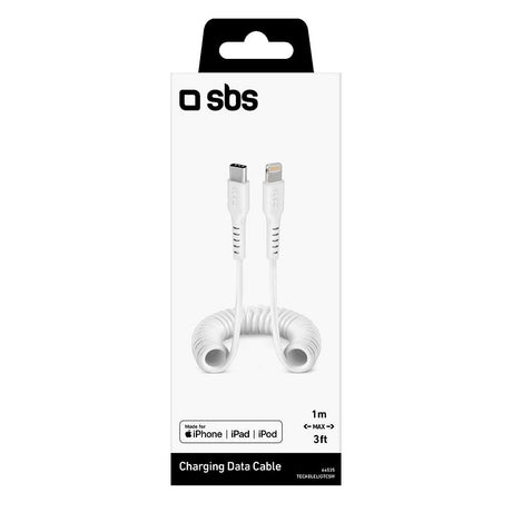 SBS USB-C to Lightning Phone Cord Cable - Max 1 Meter - MFI - 480 Mbit/s - White