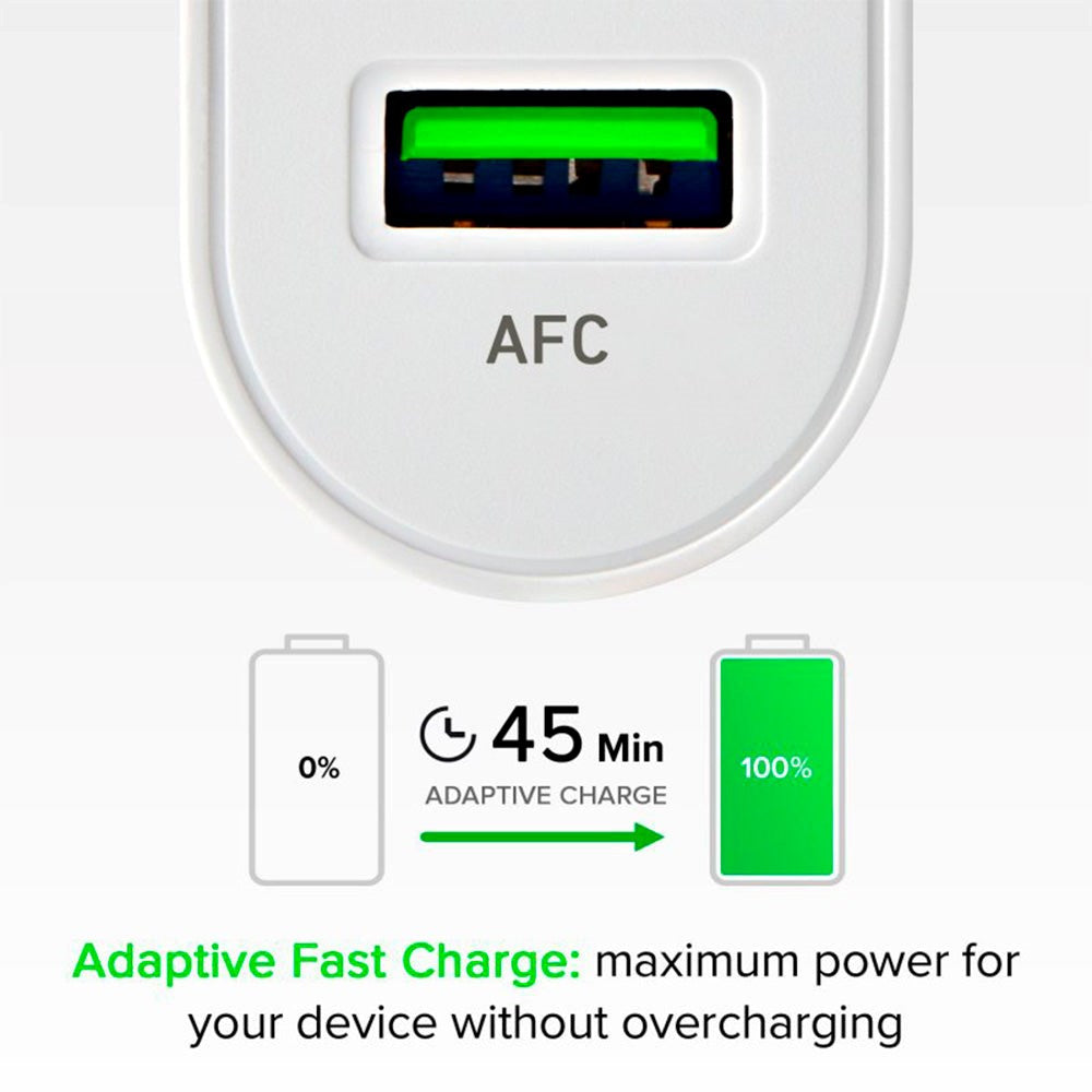 SBS 20W Fast Wall Charger with USB-C PD & USB-A AFC - White