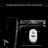 SBS 20W Car Charger with USB-A AFC & USB-C PD - White