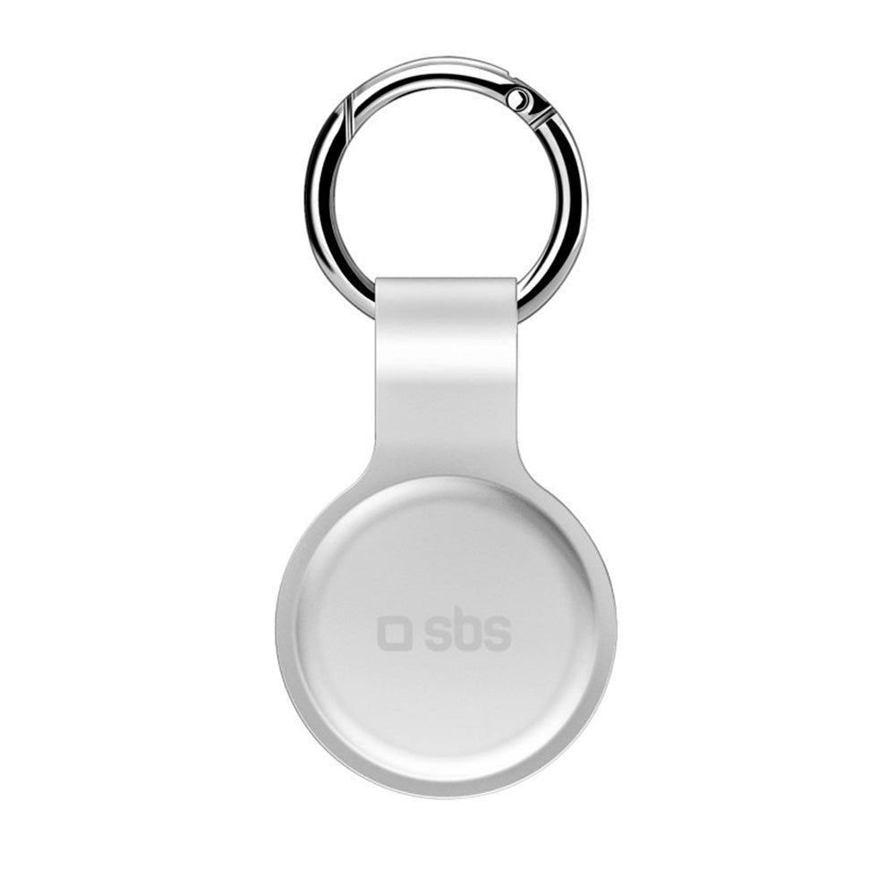 SBS Silicone Case for AirTag m. Key Ring - White