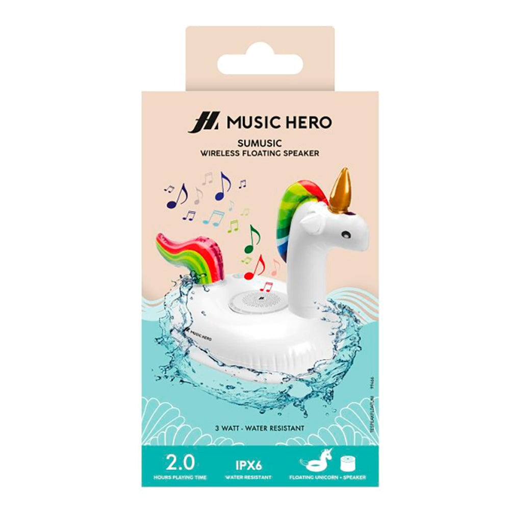 MUSIC HERO Bluetooth Speaker with Inflatable Swimming Ring - Unicorn