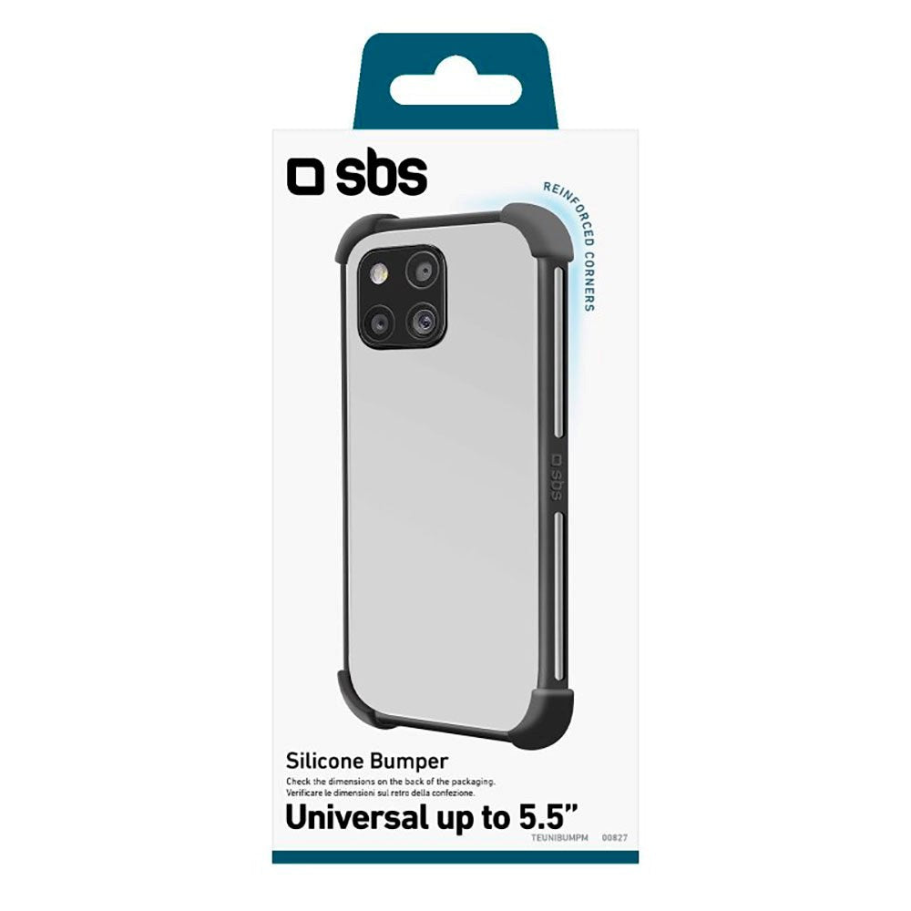 Universal Silicone Bumper Case SBS - (Max. Mobile: 156 x 78 mm) - Black