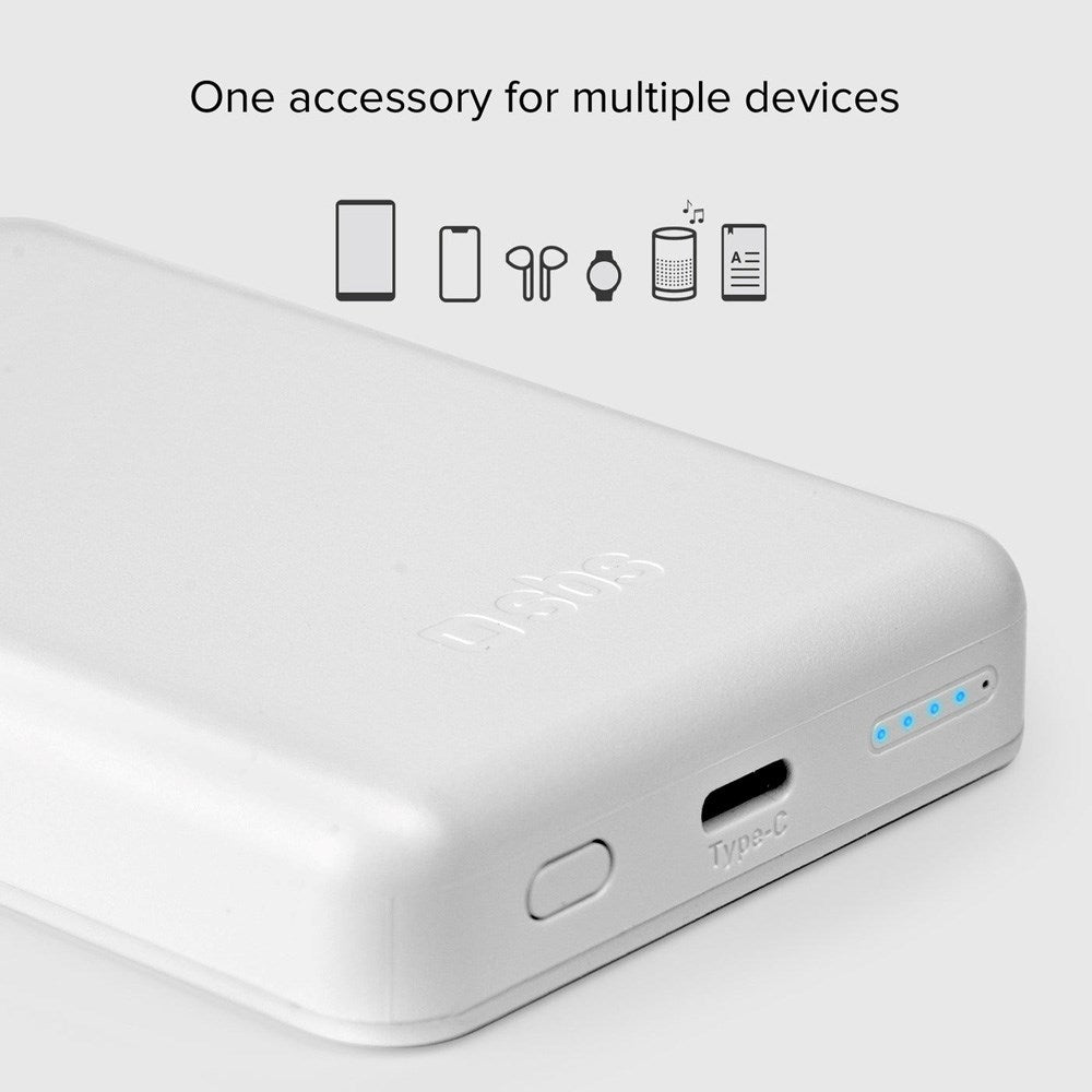 SBS Mag PowerBank 5000 mAh w. USB-C & Wireless Charging - White