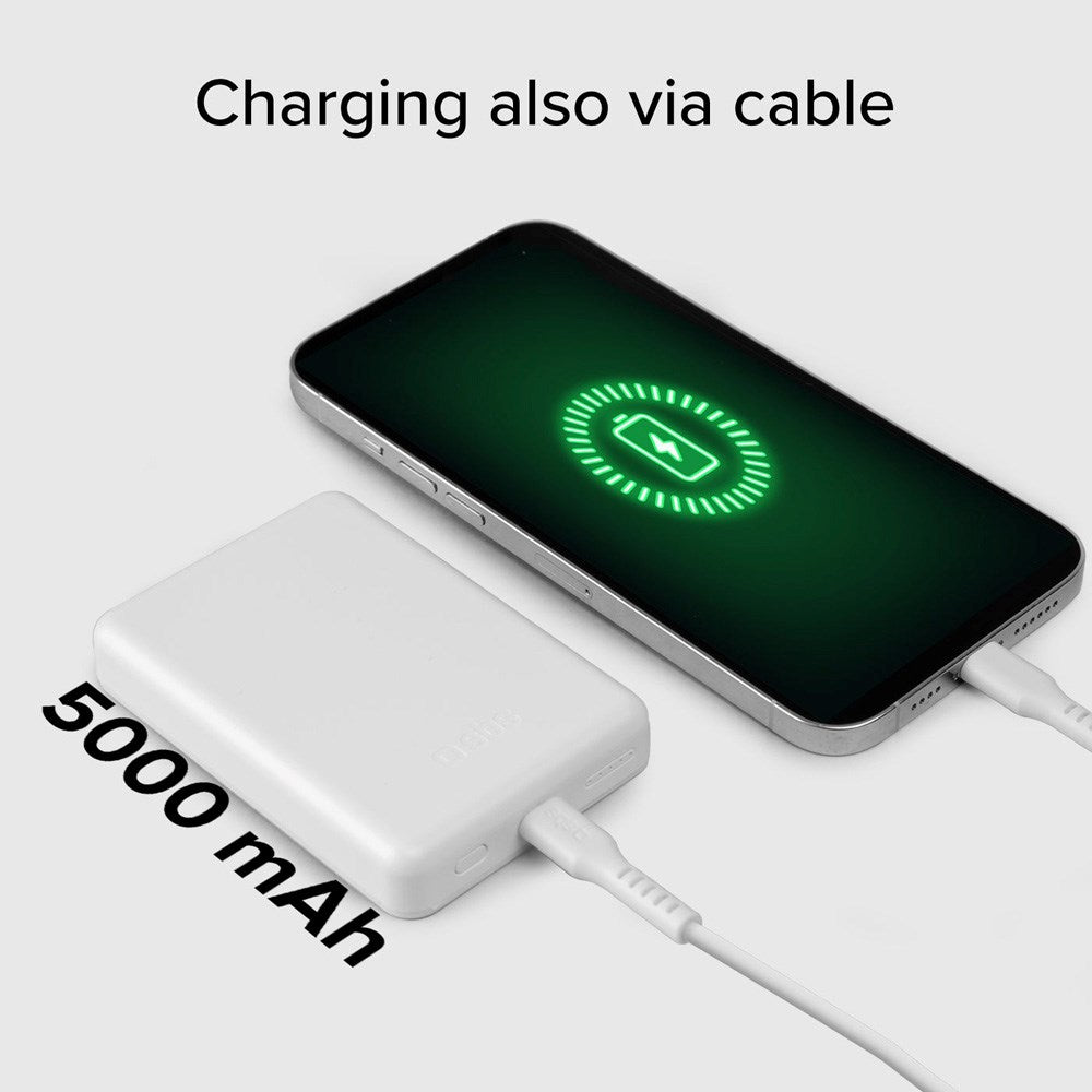 SBS Mag PowerBank 5000 mAh w. USB-C & Wireless Charging - White
