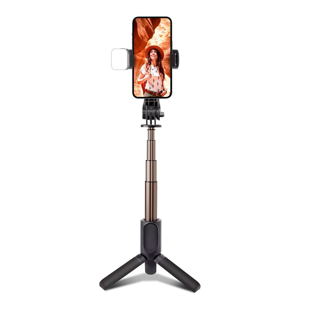 SBS Selfie Stick w. Built-in LED & Tripod - Max Mobile: 60 - 95mm - Black