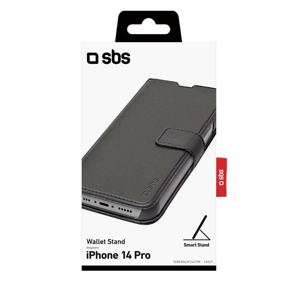 iPhone 14 Pro SBS Wallet Stand Case - Black