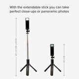 SBS Universal Selfie Stick w. Built-in LED & Tripod - Max Mobile: 60 - 90mm - Black