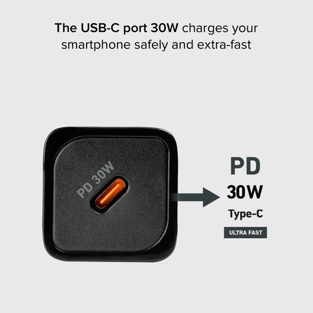 SBS NanoTube 30W GaN Wall Charger with USB-C PD - Black