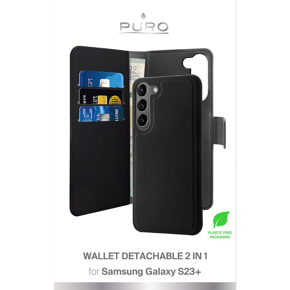 Samsung Galaxy S23+ (Plus) Puro Wallet Case Detachable 2-In-1 - Black