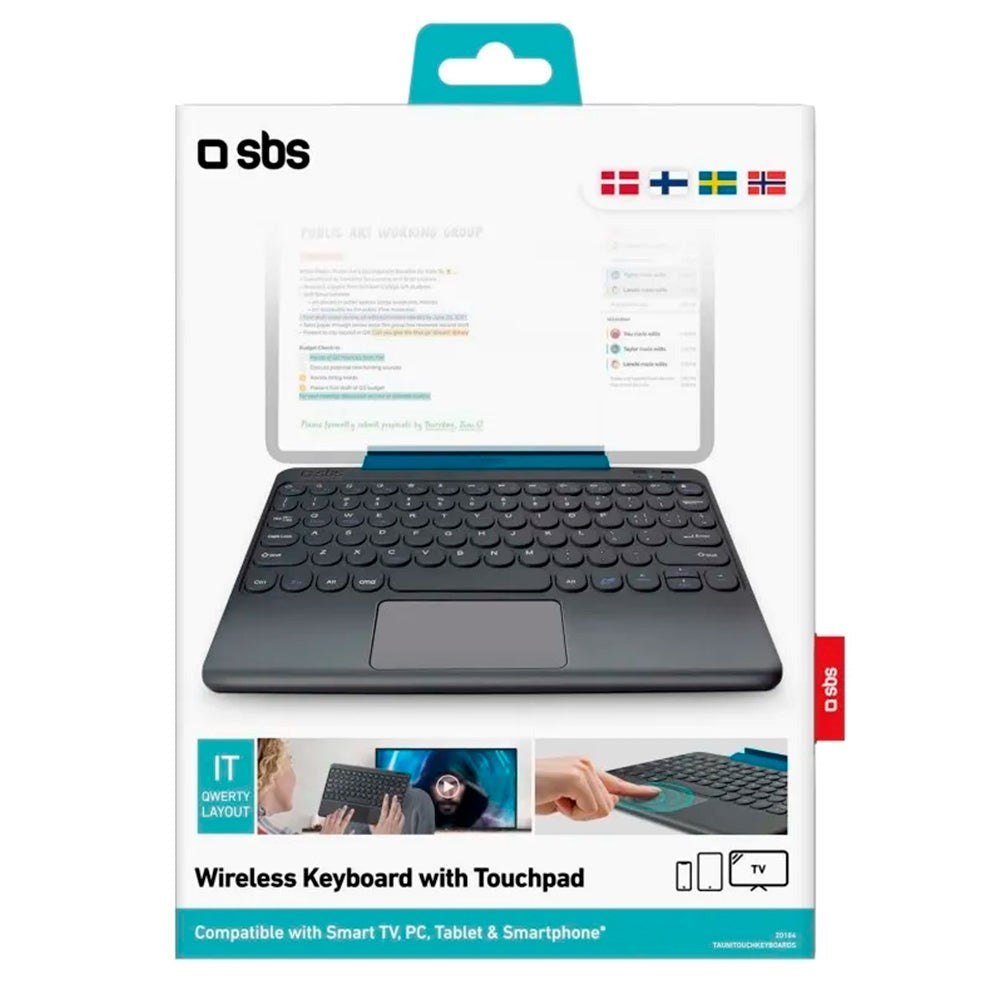 SBS Wireless Bluetooth Keyboard w. Built-in Touchpad - Nordic Keyboard - Black