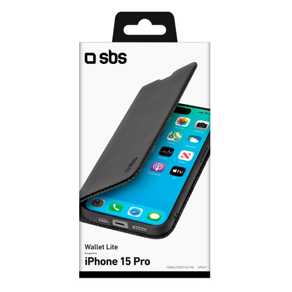 iPhone 15 Pro SBS Wallet Lite Case - Black