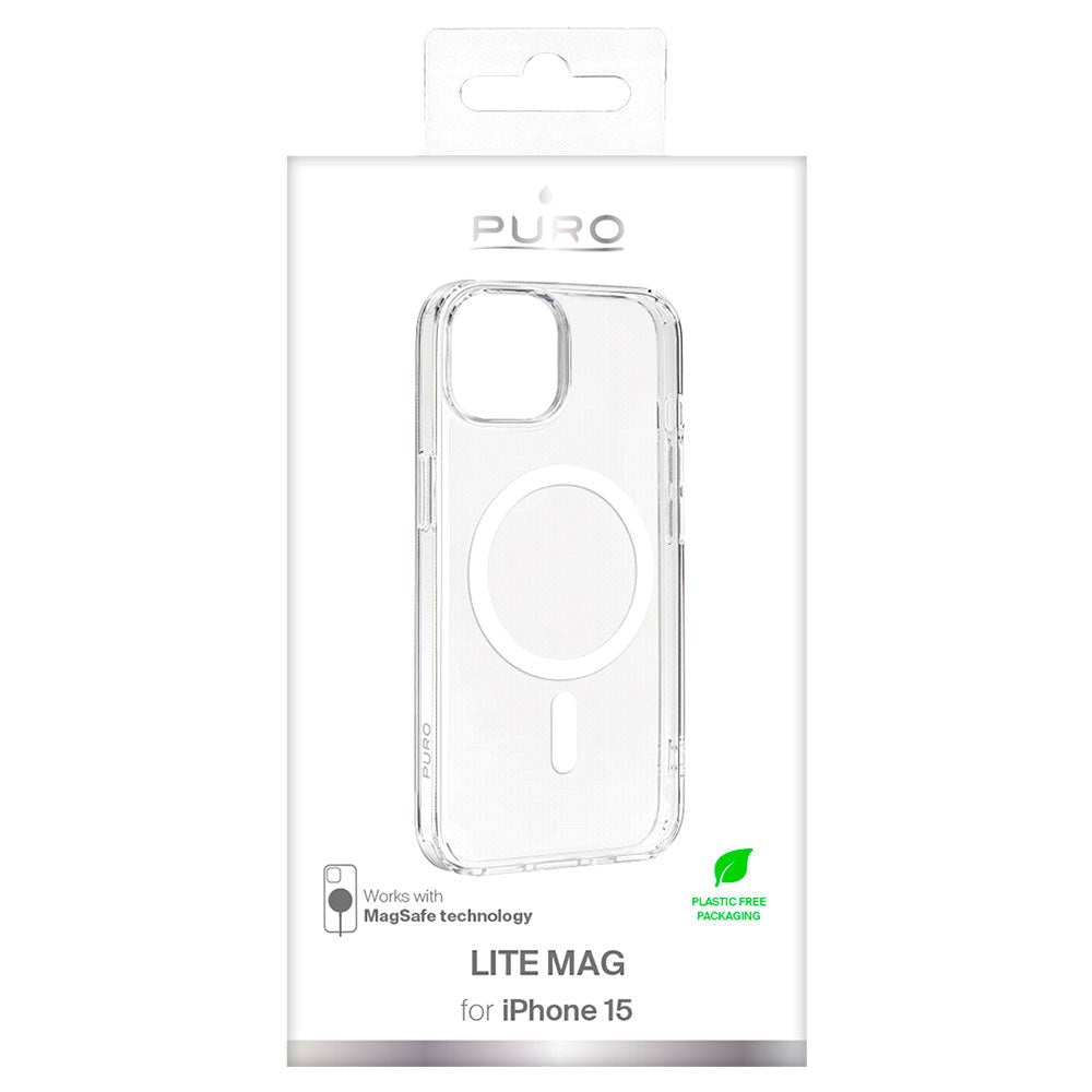 iPhone 15 Puro Lite Mag Case - MagSafe Compatible - Transparent / White