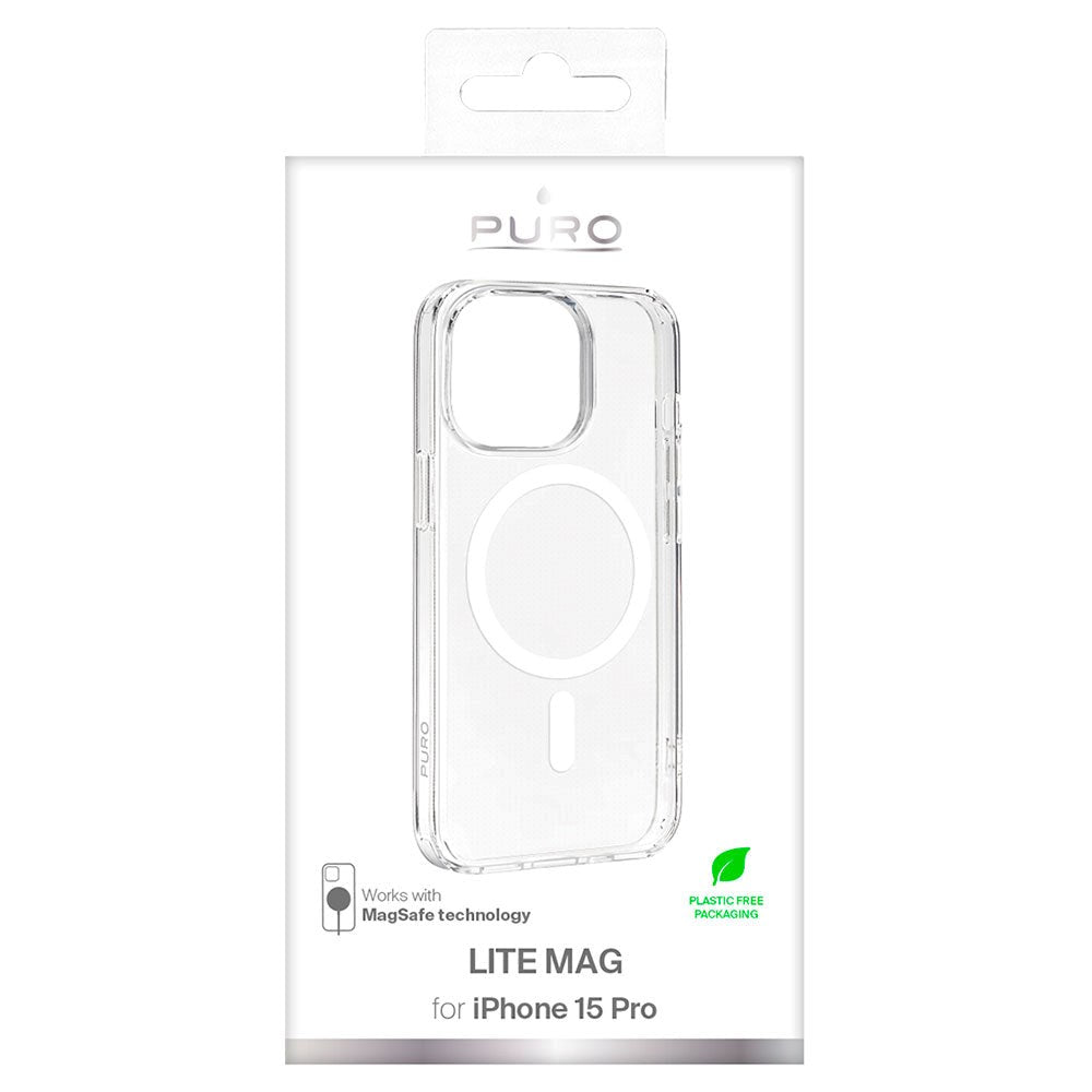 iPhone 15 Pro Puro Lite Mag Case - MagSafe Compatible - Transparent / White