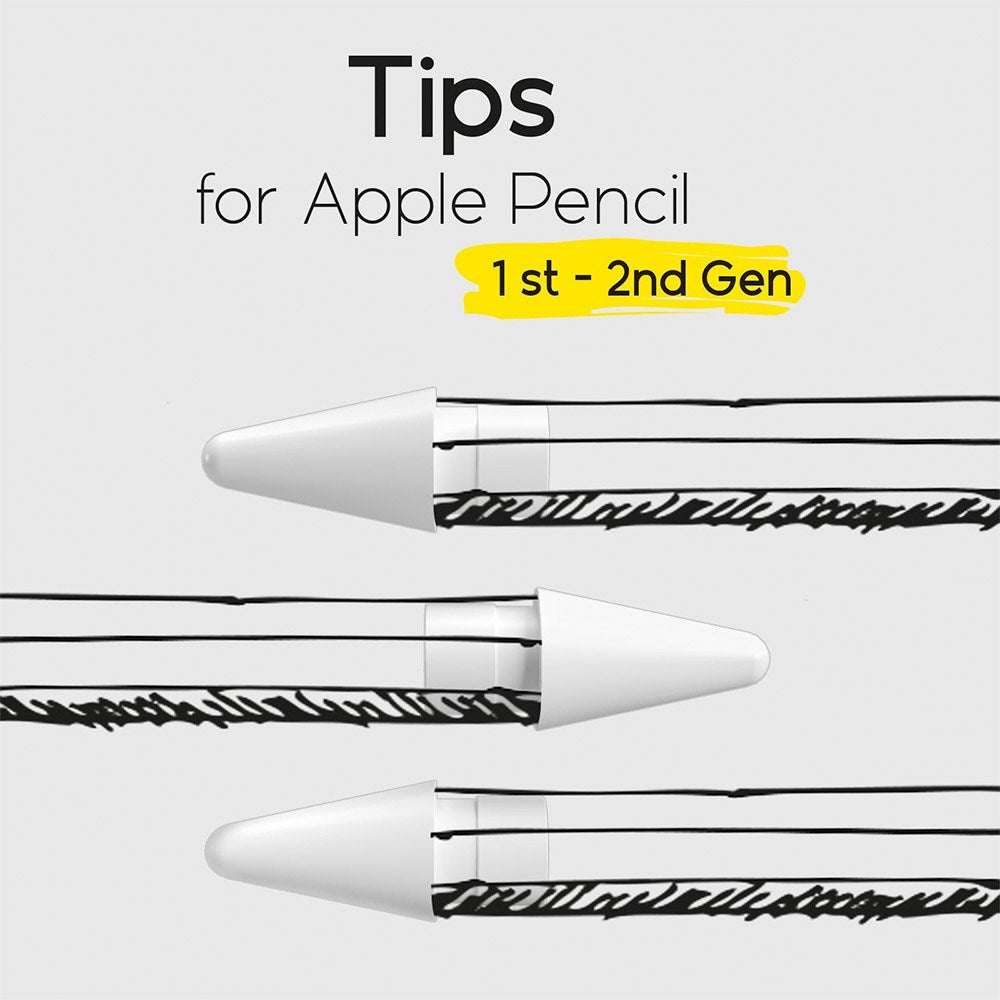 doodroo Apple Pencil Plastic Tip - 3-Pack - White