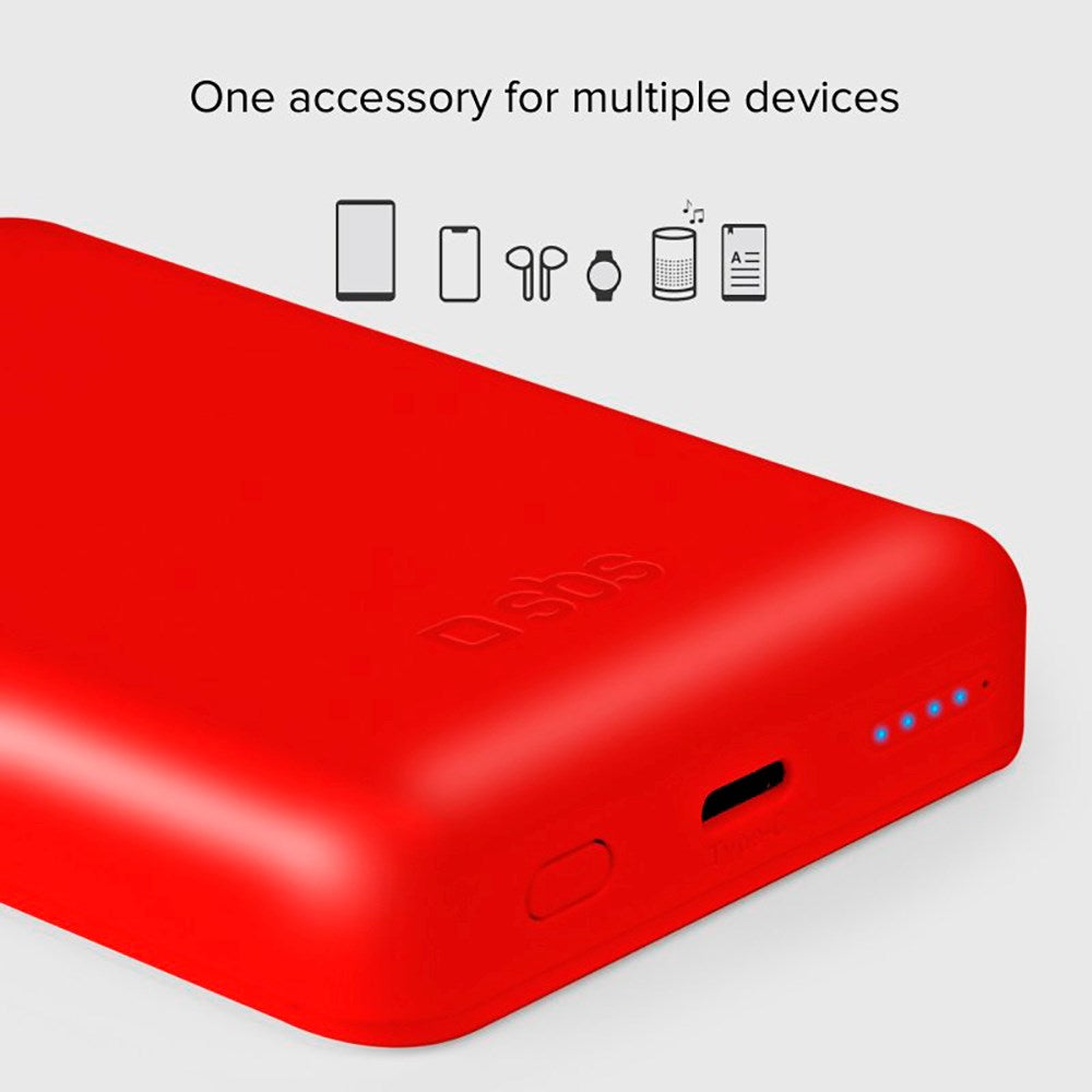 SBS Mag PowerBank 5000 mAh w. USB-C & Wireless Charging - Red