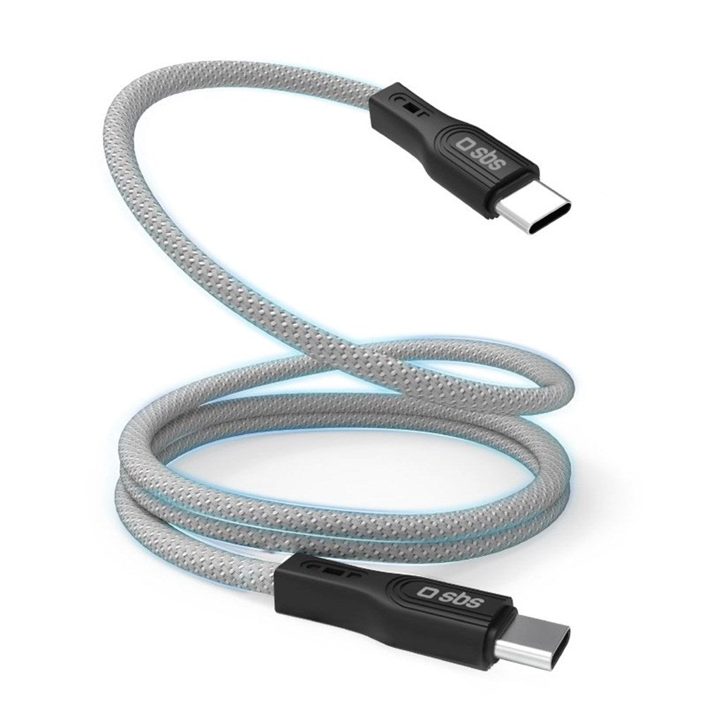 SBS Mag USB-C to USB-C Magnetic Braided Cable - 1 Meter - 60W - Grey