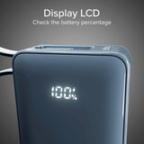 SBS - 20W LCD PowerBank with 1x USB-A & 1x USB-C - 10.000 mAh - Blue