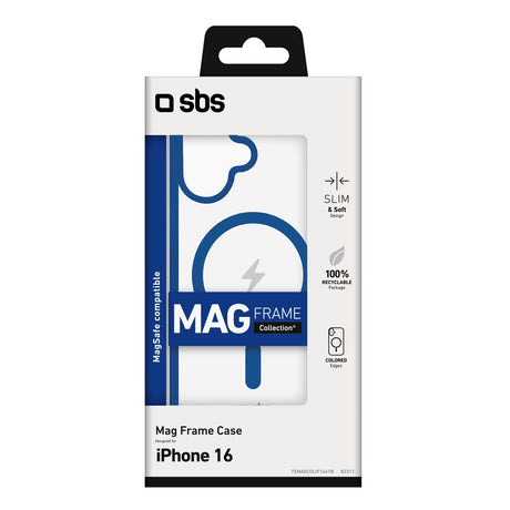 iPhone 16 SBS Mag Frame Case - MagSafe Compatible - Transparent / Blue